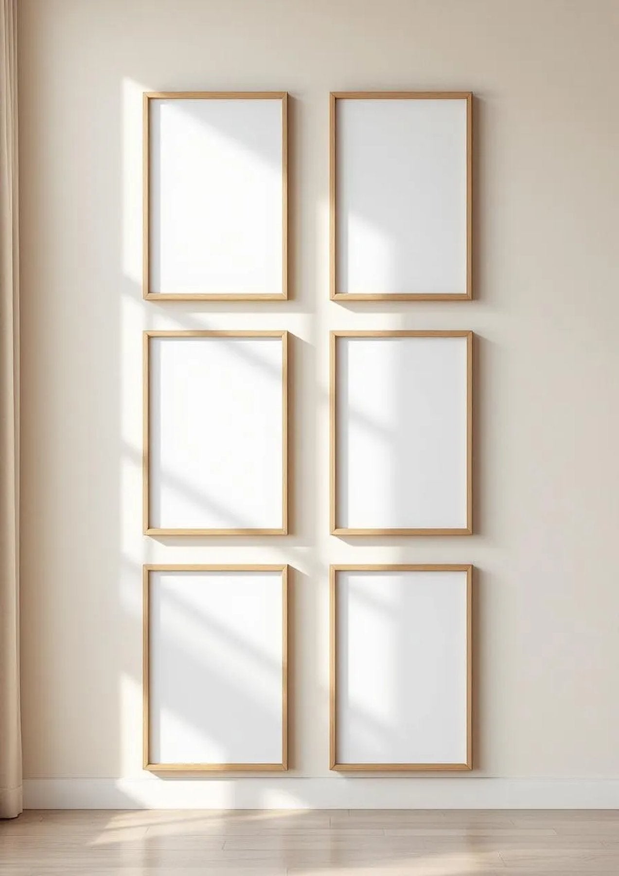 Frame Interior Frame Mockup — Natural Oak Frame Portrait 2:3 — Perspective View — #00723 | MockupBulk
