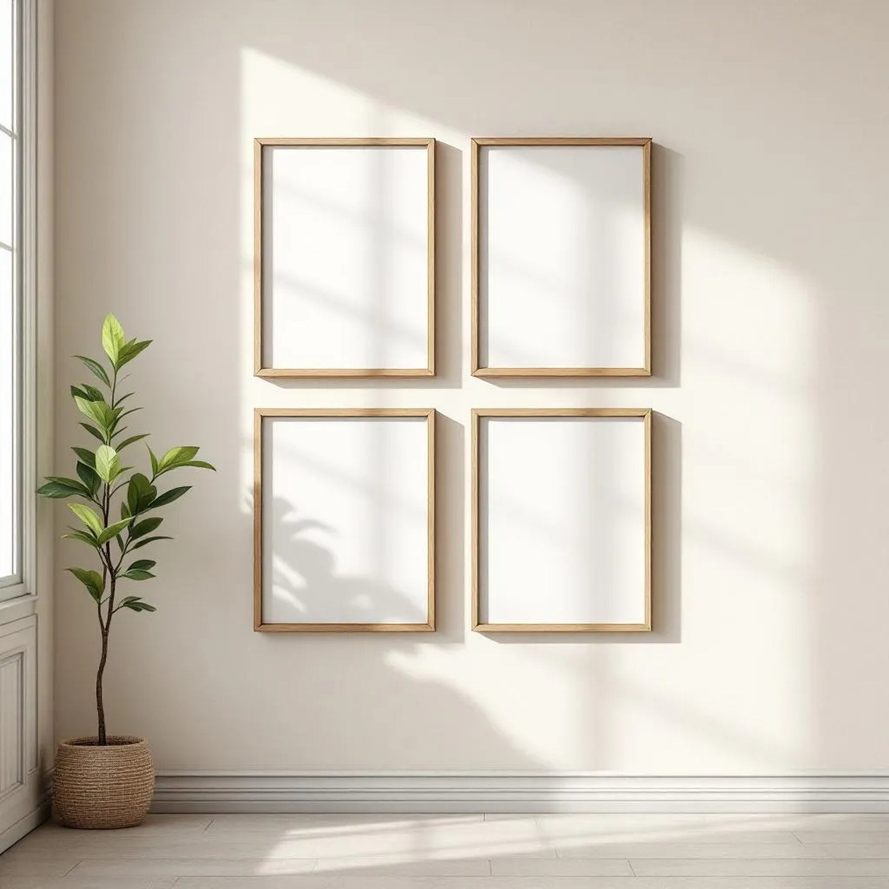 Frame Interior Frame Mockup — Plain Square Frame Portrait 2:3 — Perspective View — #00724 | MockupBulk
