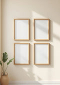 Frame Styled Room Mockup — Natural Oak Frame Portrait 2:3 — Perspective View — #00729 | MockupBulk
