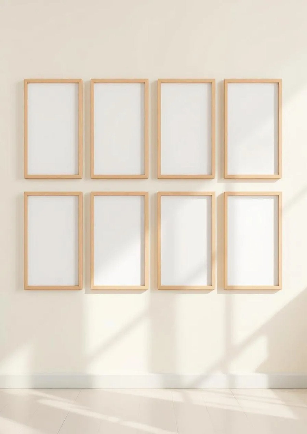 Frame Lifestyle Frame Mockup — Natural Oak Frame Portrait 2:3 — Perspective View — #00732 | MockupBulk