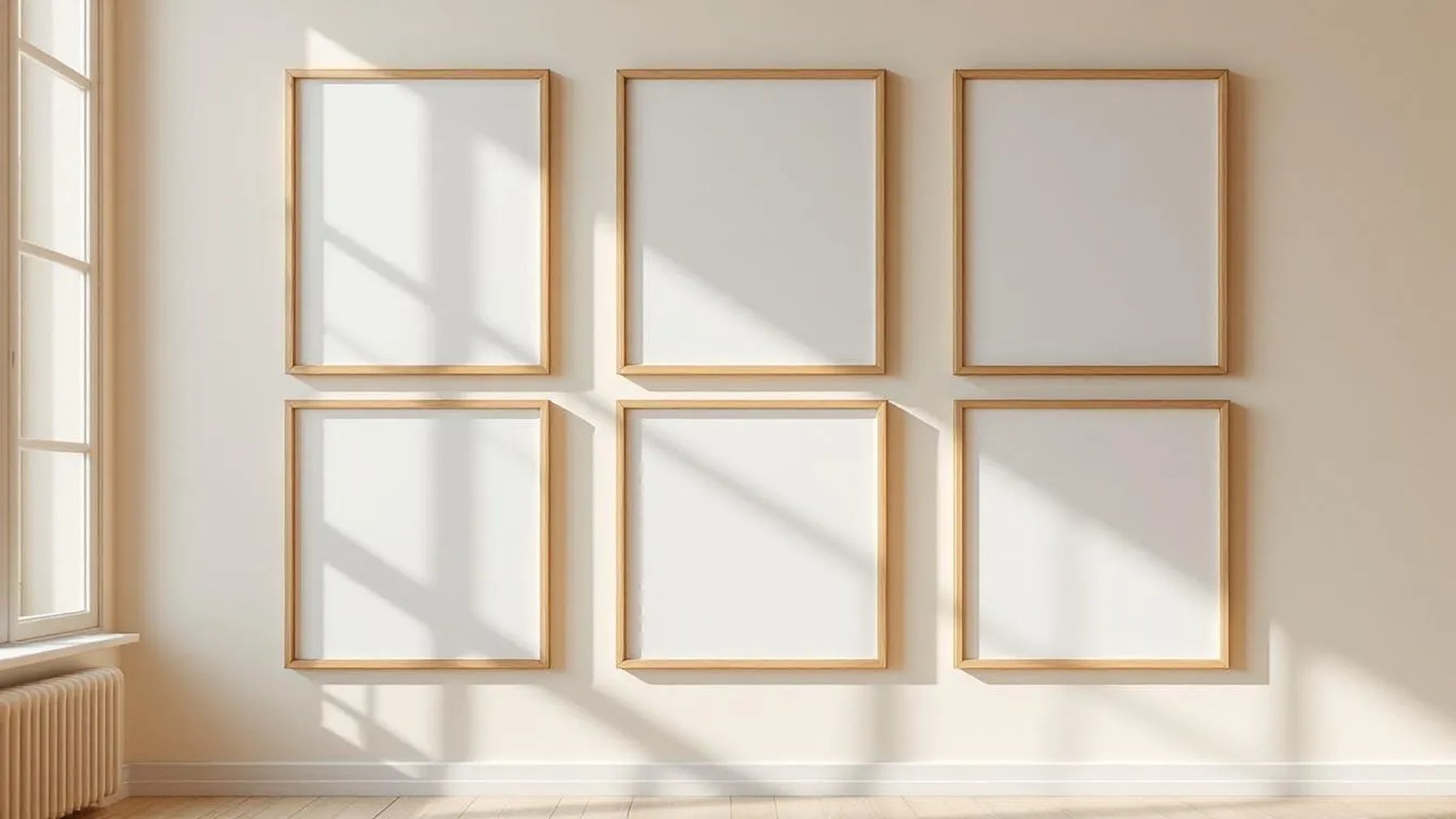 Frame Room Scene Mockup — Natural Oak Frame Portrait 2:3 — Perspective View — #00734 | MockupBulk