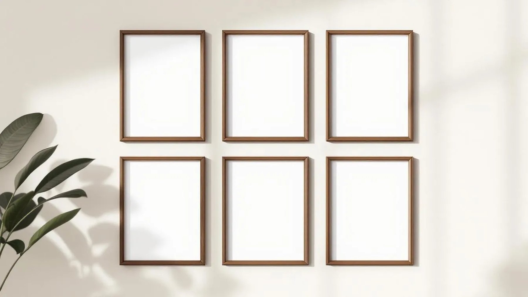 Frame Interior Frame Mockup — Walnut Frame Square 1:1 — Perspective View — #00737 | MockupBulk