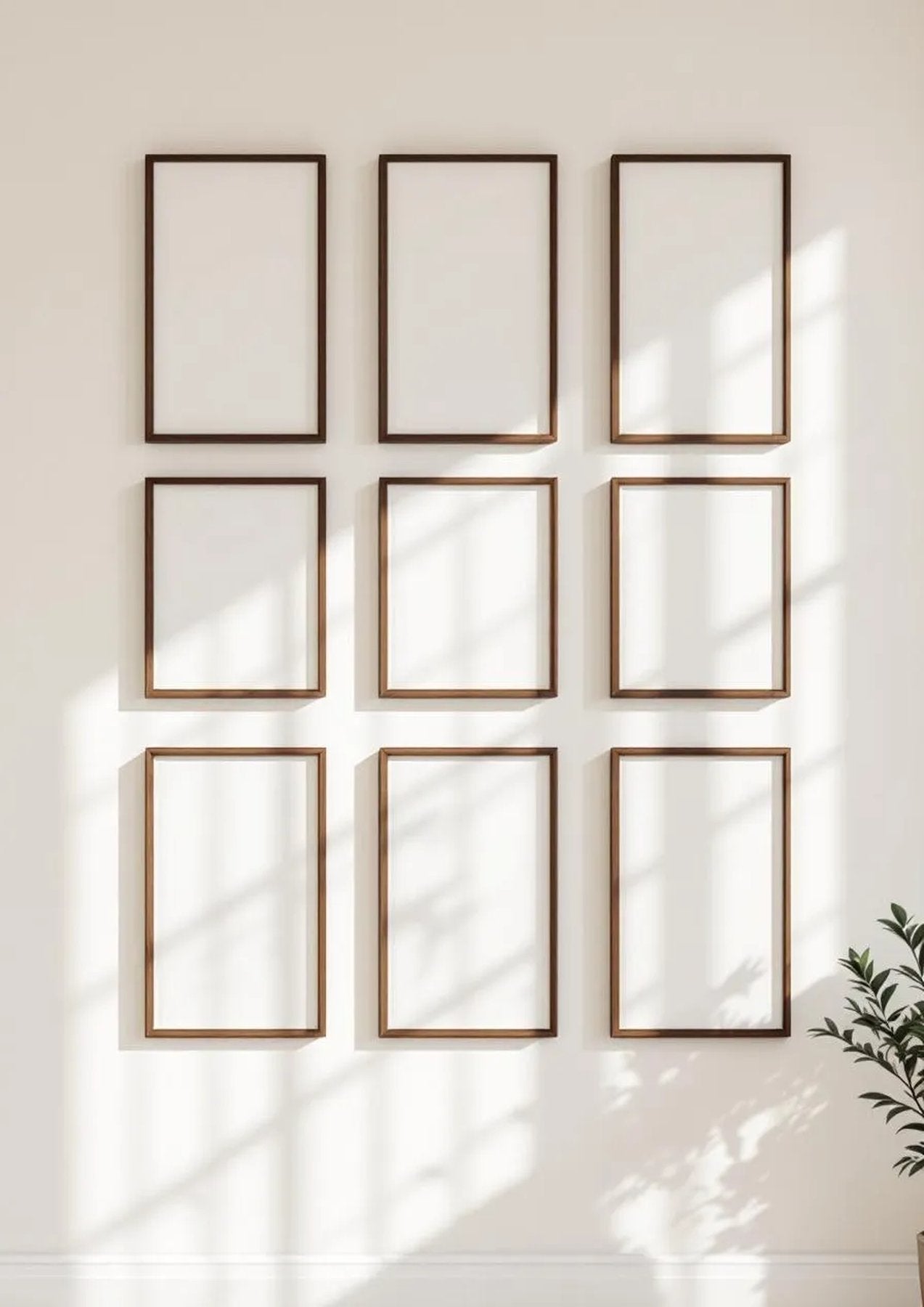 Frame Interior Frame Mockup — Walnut Frame Portrait 2:3 — Perspective View — #00738 | MockupBulk