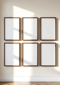 Frame Premium Interior Mockup — Walnut Frame Portrait 2:3 — Perspective View — #00744 | MockupBulk