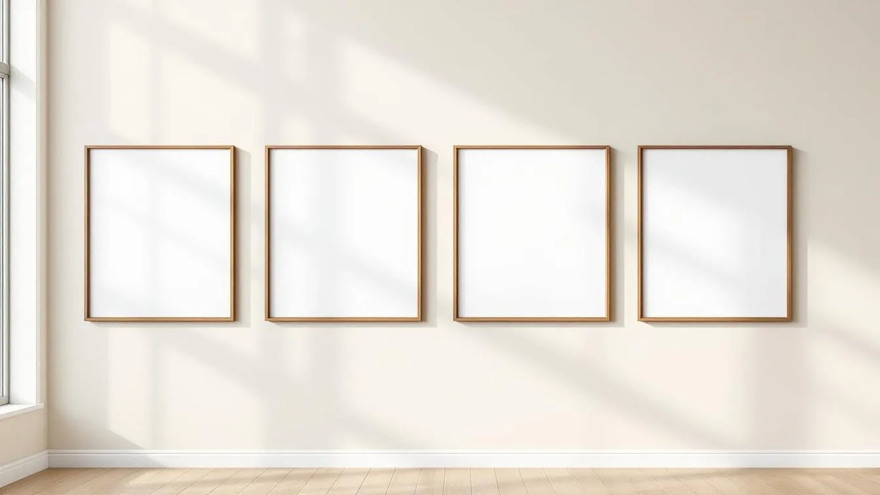 Frame Editorial Room Mockup — Walnut Frame Square 1:1 — Perspective View — #00749 | MockupBulk