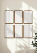 Frame Wall Art Mockup — Walnut Frame Portrait 2:3 — Perspective View — #00750 | MockupBulk