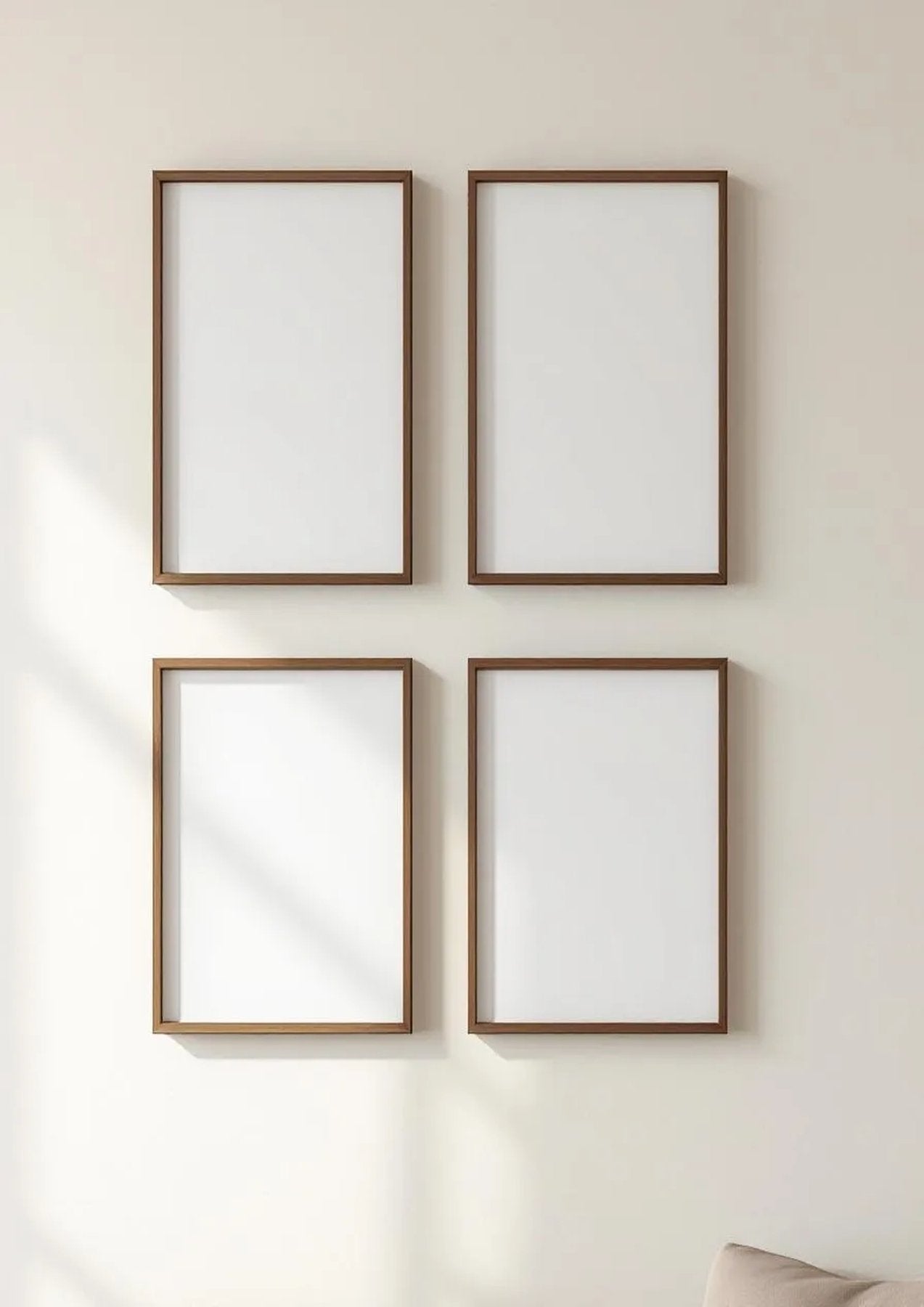 Frame Professional Frame Mockup — Walnut Frame Portrait 2:3 — Perspective View — #00753 | MockupBulk