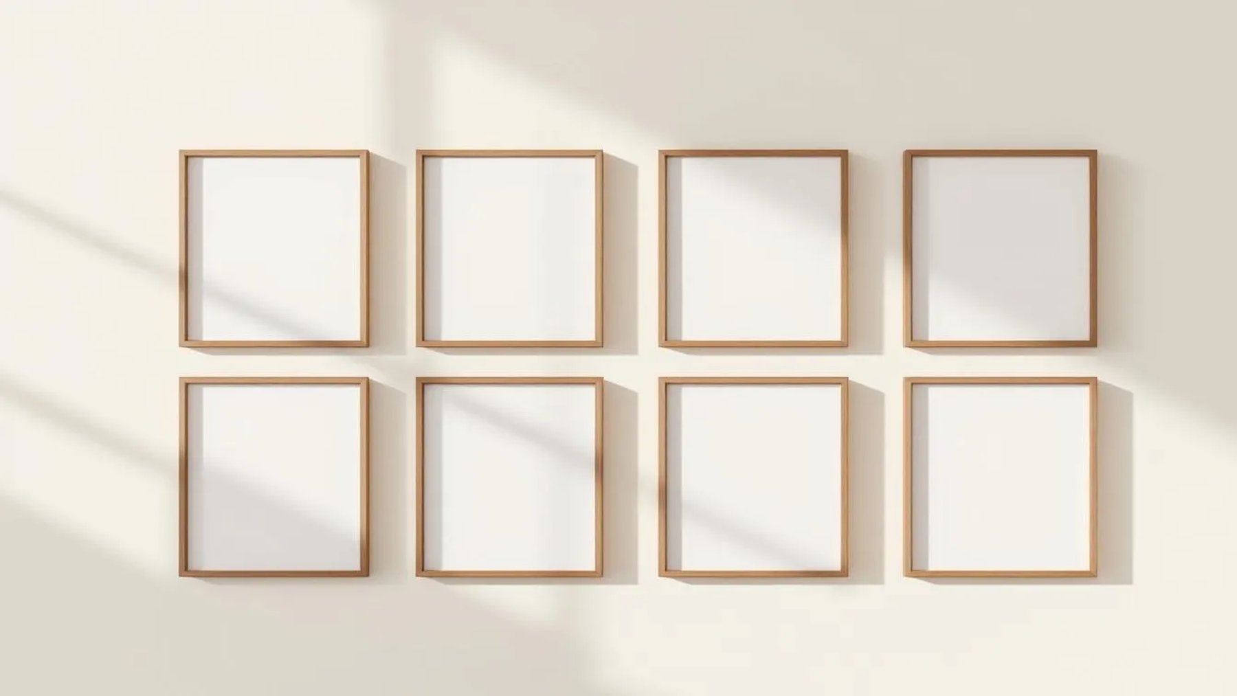 Frame Professional Frame Mockup — Walnut Frame Square 1:1 — Perspective View — #00755 | MockupBulk