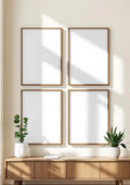 Frame Wall Art Mockup — Walnut Frame Portrait 2:3 — Perspective View — #00756 | MockupBulk