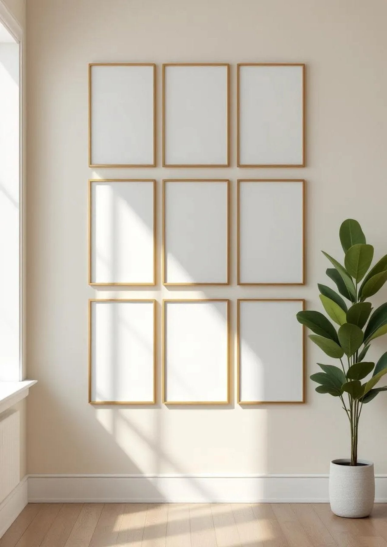 Frame Styled Room Mockup — Gold Frame Portrait 2:3 — Perspective View — #00759 | MockupBulk