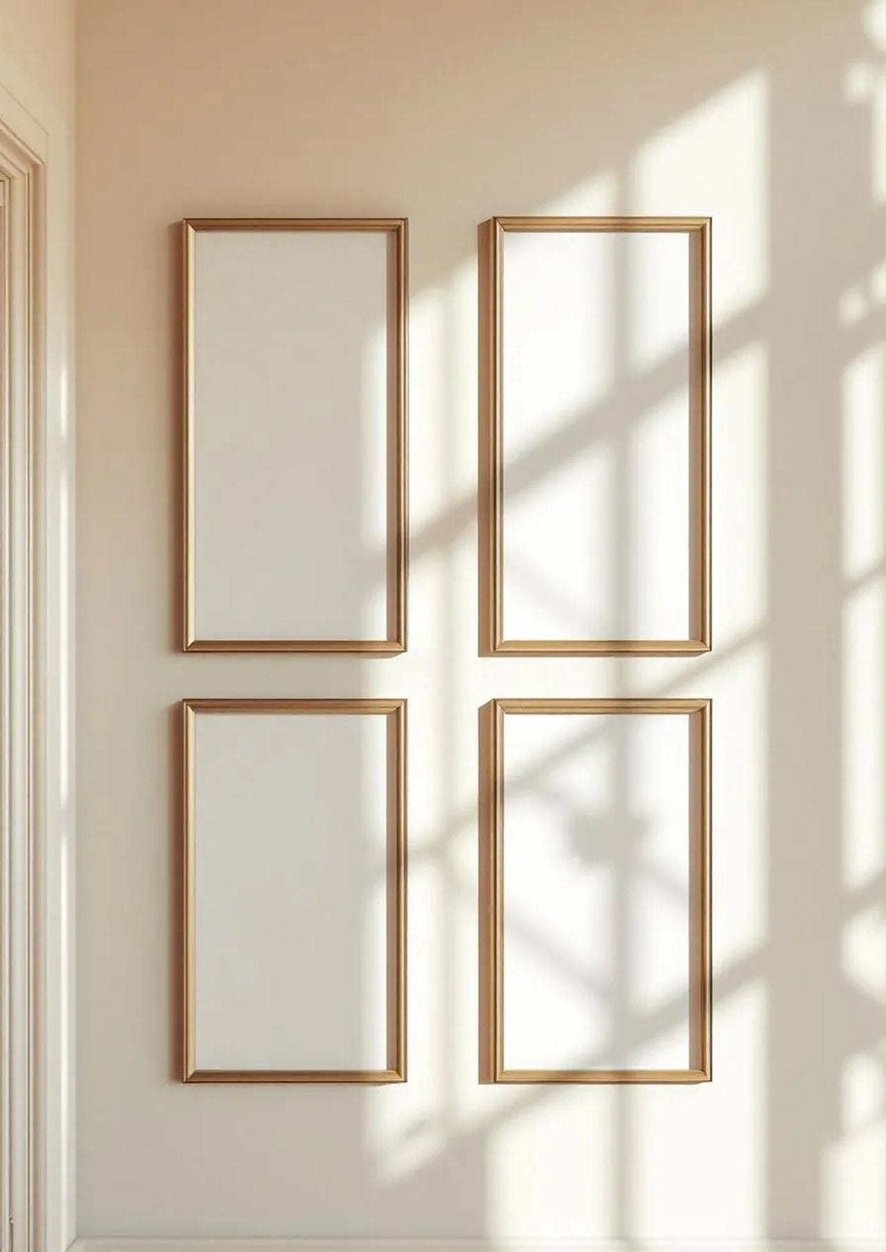 Frame Premium Interior Mockup — Gold Frame Portrait 2:3 — Perspective View — #00762 | MockupBulk
