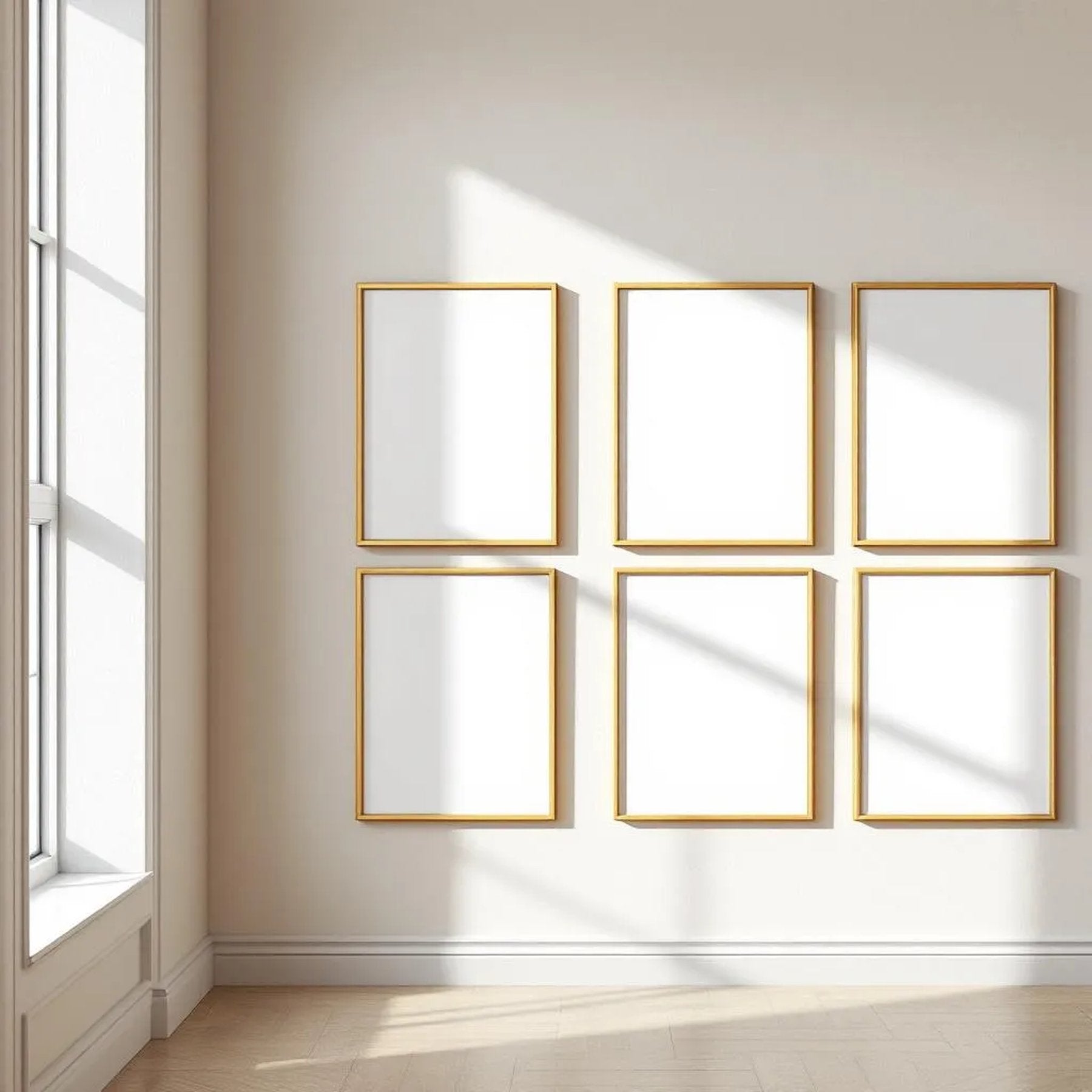 Frame Wall Art Mockup — Plain Square Frame Landscape 3:4 — Perspective View — #00763 | MockupBulk