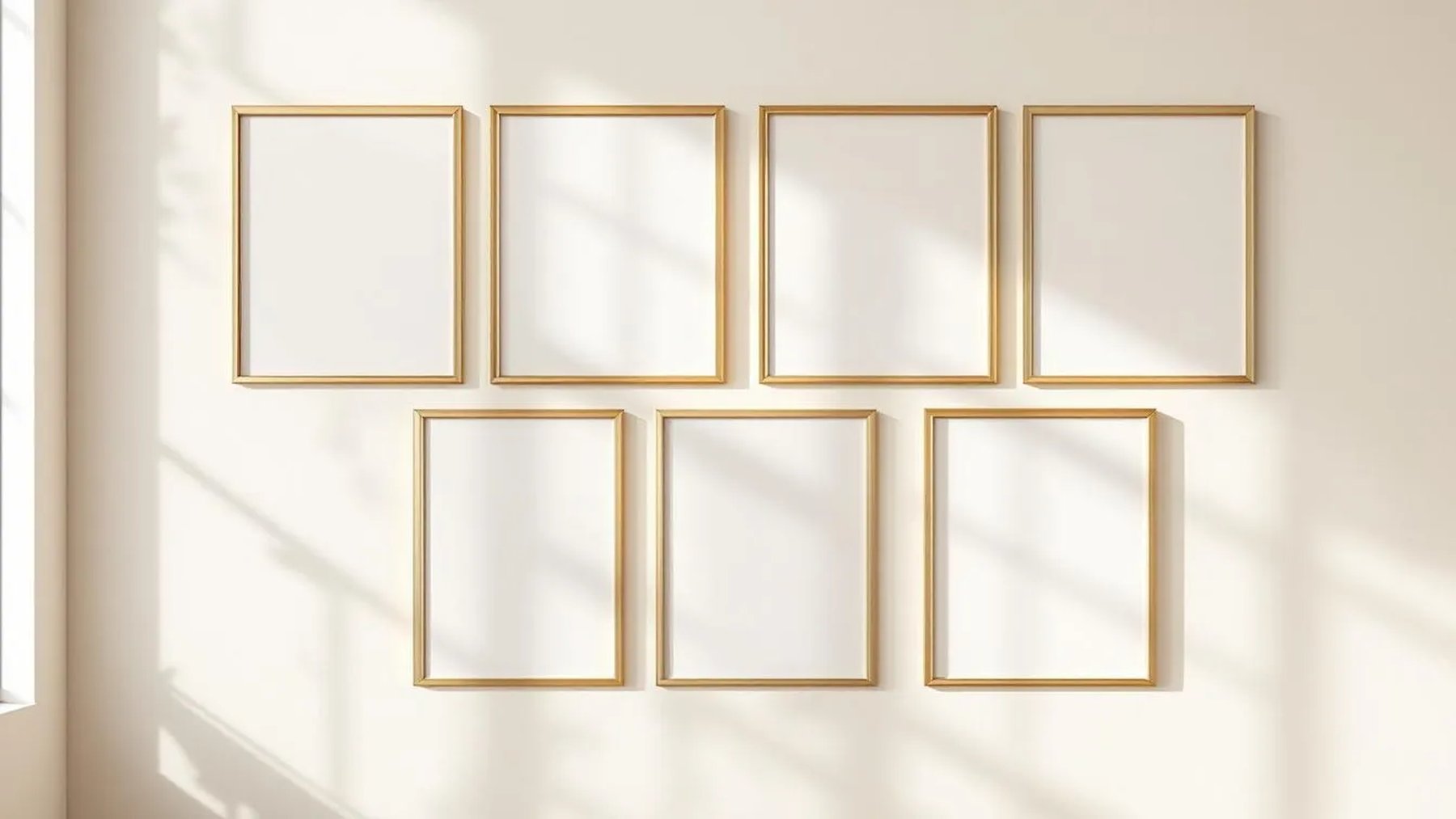 Frame Wall Art Mockup — Gold Frame Portrait 4:5 — Perspective View — #00764 | MockupBulk