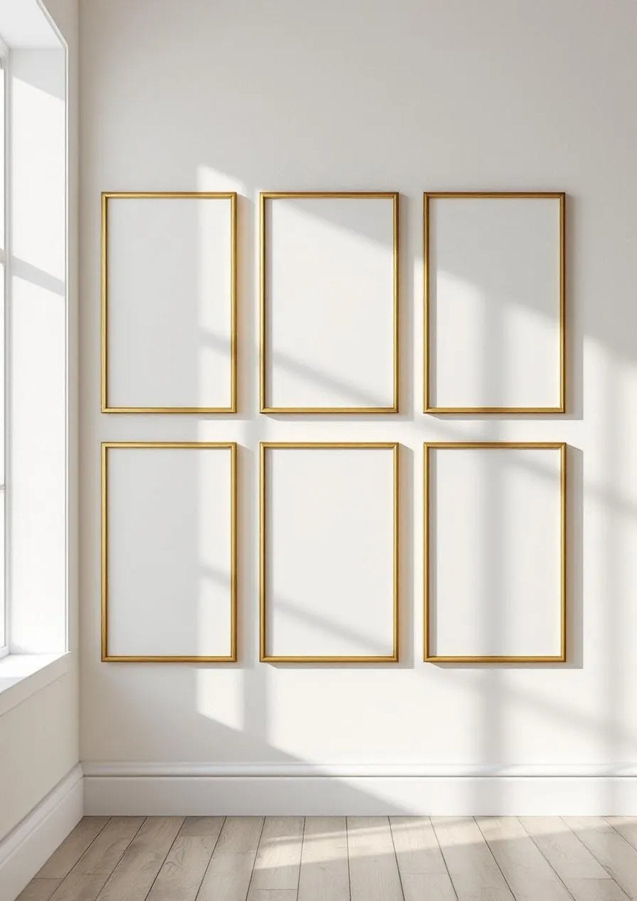 Frame Premium Interior Mockup — Gold Frame Portrait 2:3 — Perspective View — #00771 | MockupBulk