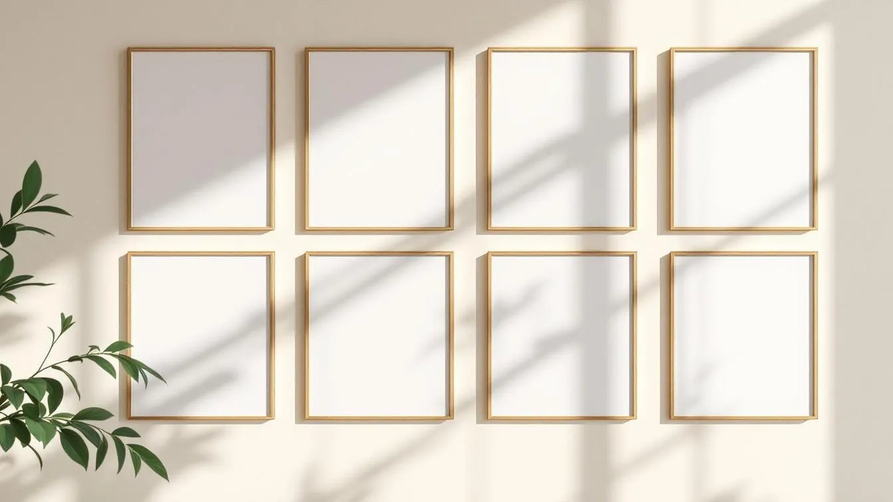 Frame High-Res Frame Mockup — Gold Frame Square 1:1 — Perspective View — #00773 | MockupBulk