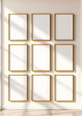 Frame Wall Art Mockup — Gold Frame Portrait 2:3 — Perspective View — #00774 | MockupBulk