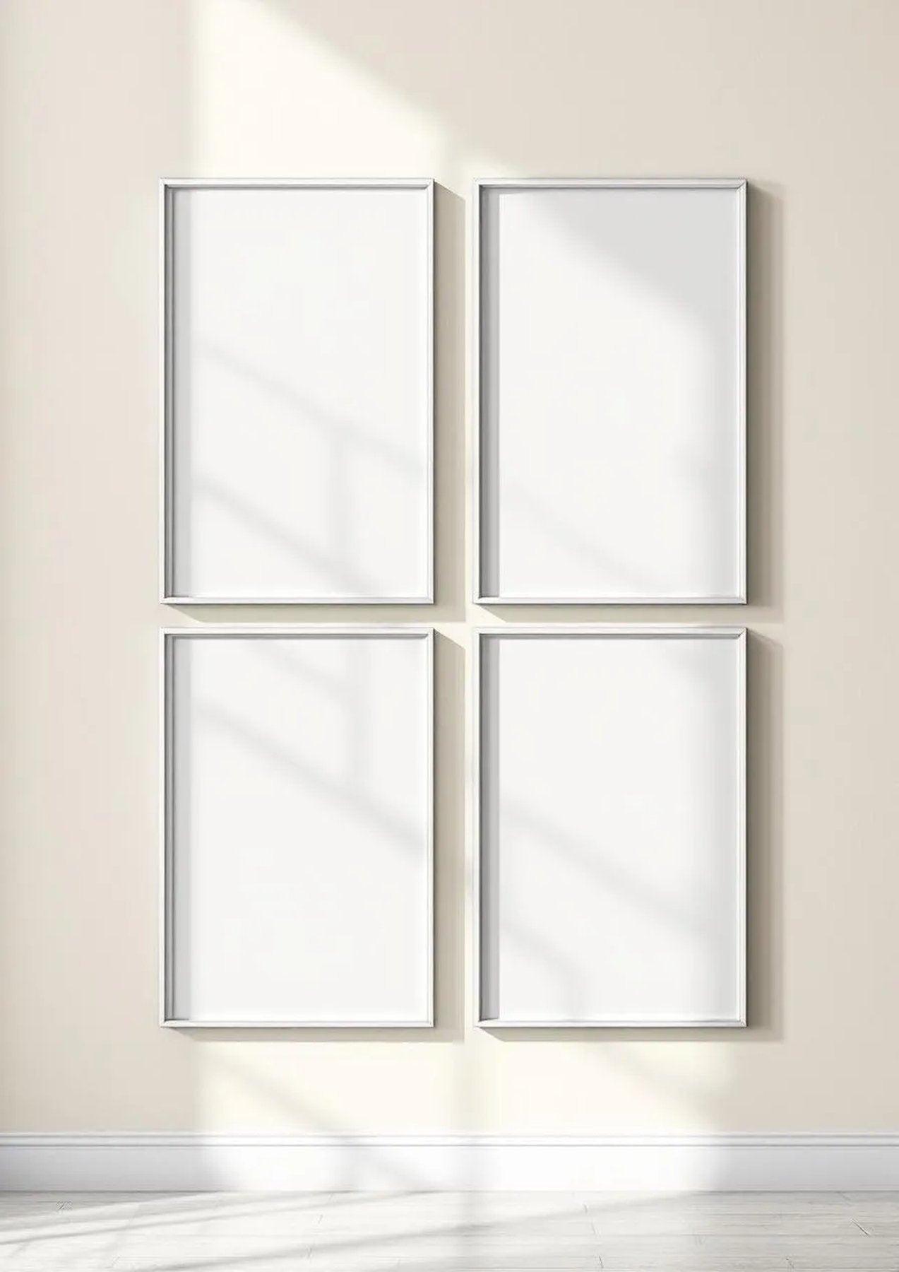 Frame High-Res Frame Mockup — Silver Frame Portrait 2:3 — Perspective View — #00780 | MockupBulk