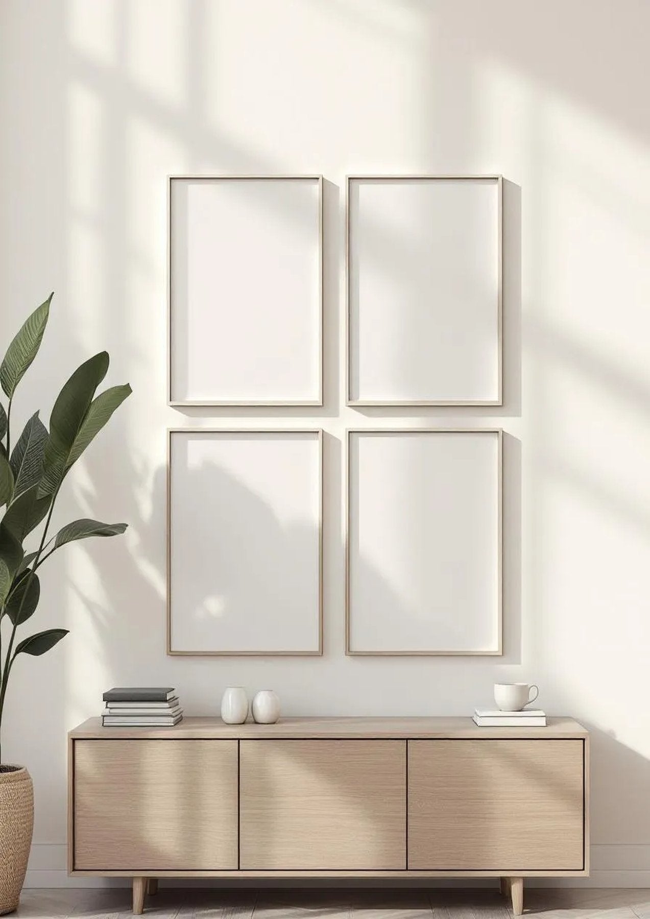 Frame Premium Interior Mockup — Silver Frame Portrait 2:3 — Perspective View — #00789 | MockupBulk