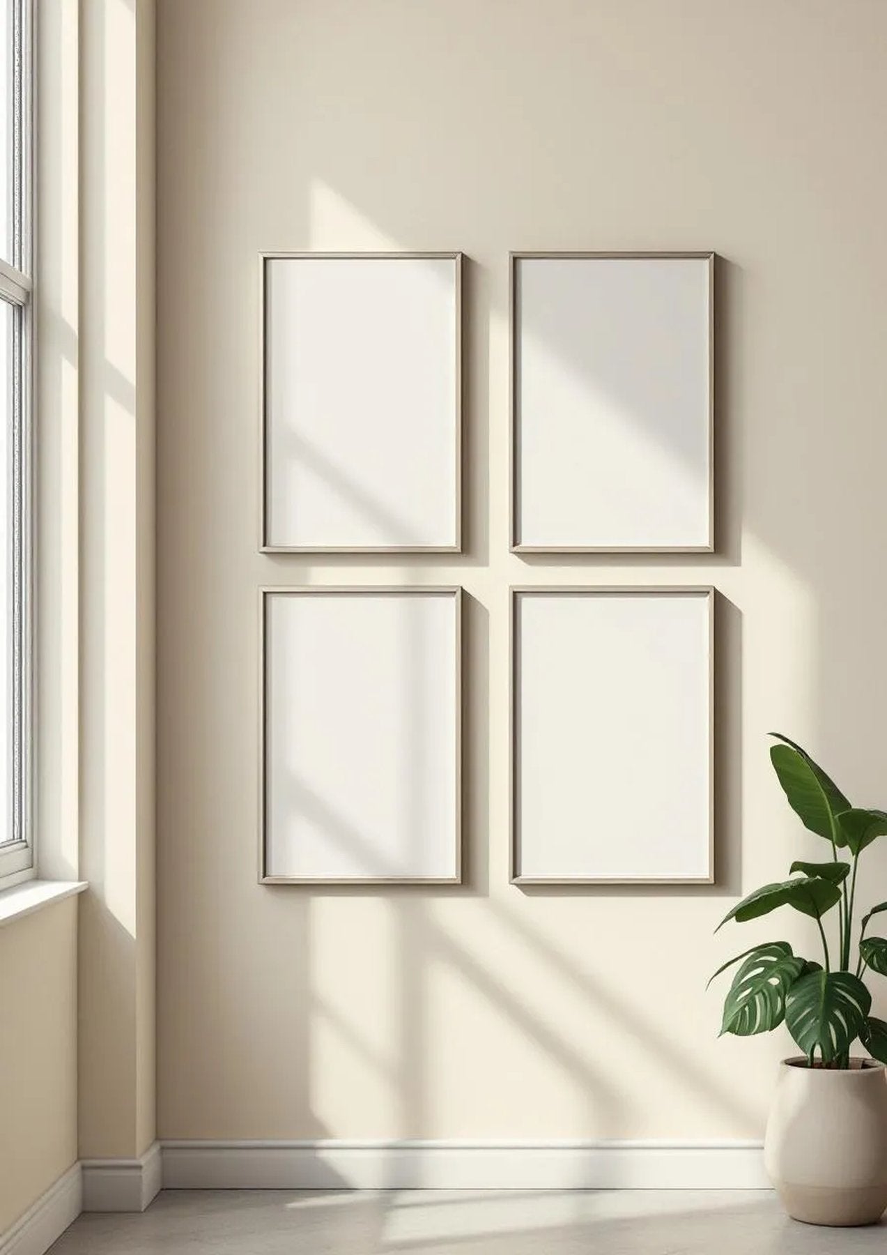 Frame Professional Frame Mockup — Silver Frame Portrait 2:3 — Perspective View — #00792 | MockupBulk