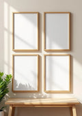 Frame Editorial Room Mockup — Raw Pine Frame Portrait 2:3 — Perspective View — #00801 | MockupBulk