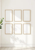 Frame Wall Art Mockup — Raw Pine Frame Portrait 2:3 — Perspective View — #00816 | MockupBulk