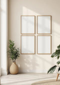 Frame Room Scene Mockup — Raw Pine Frame Portrait 2:3 — Perspective View — #00819 | MockupBulk