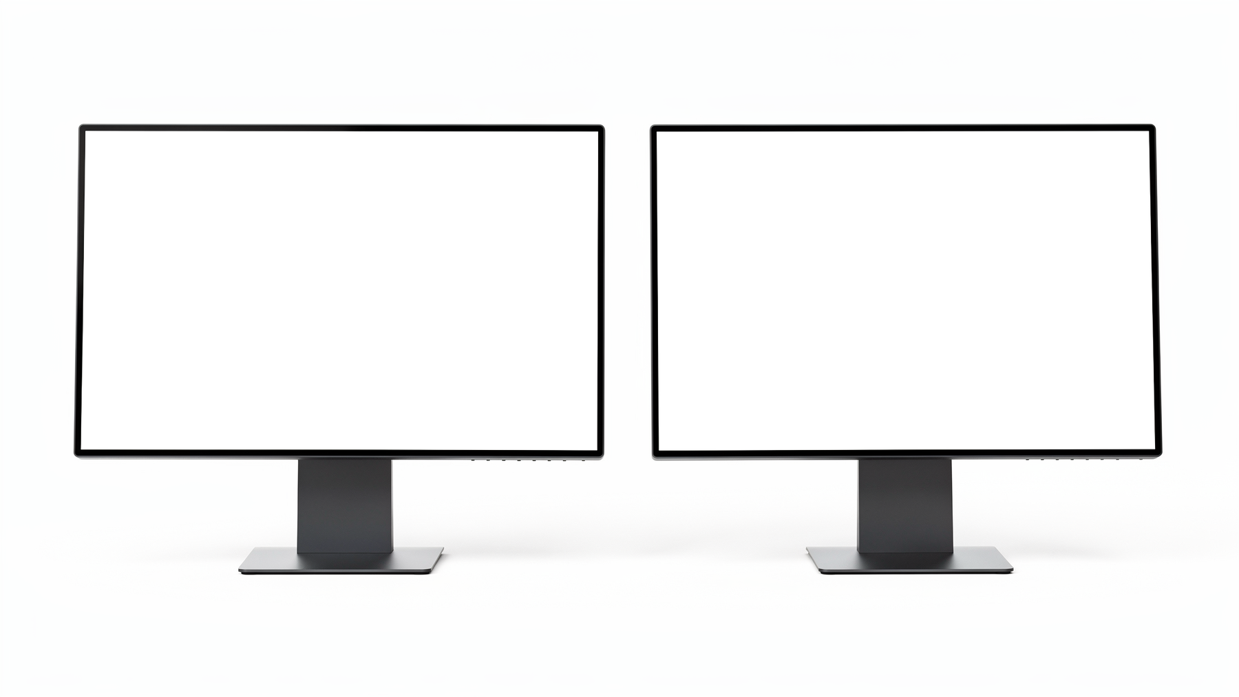 Desktop Mockup | Generic Pair Dual Monitor | bulkmockup PNG Template | Transparent Display | Commercial Use | MockupBulk