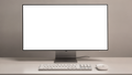 Desktop Mockup | Generic With Keyboard Grey Bg | Transparent Screen PNG Download | Commercial Licence | bulkmockup