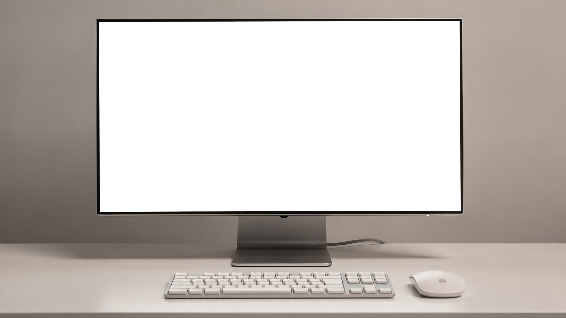 Desktop Mockup | Generic With Keyboard Grey Bg | Transparent Screen PNG Download | Commercial Licence | bulkmockup