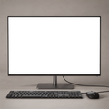 Generic With Keyboard Grey Bg Desktop Mockup | PNG Screen Template | bulkmockup Instant Download | Commercial Licence | MockupBulk