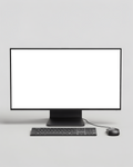 Desktop Mockup | Generic With Keyboard Grey Bg | bulkmockup PNG Template | Transparent Display | Commercial Use | MockupBulk