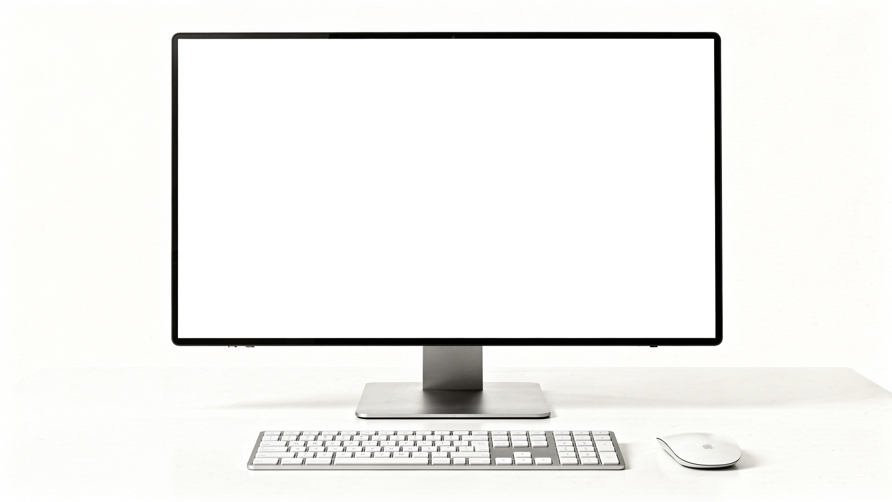 Generic With Keyboard White Bg Desktop Mockup | Instant PNG Download | Transparent Screen | Commercial Use | MockupBulk