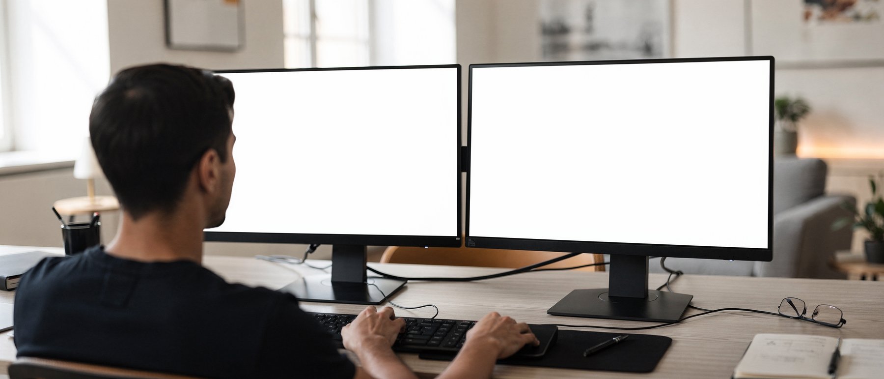 Desktop Mockup — No P Banner Dual Wide — Device Mockup PNG | bulkmockup | Commercial Licence Included | MockupBulk