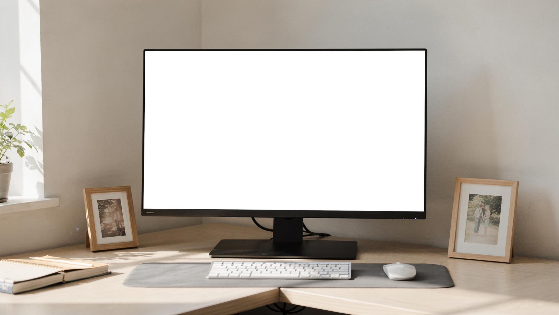 Desktop Mockup — No P Corner Desk Home — High-Resolution Transparent PNG | bulkmockup | Commercial Use | MockupBulk
