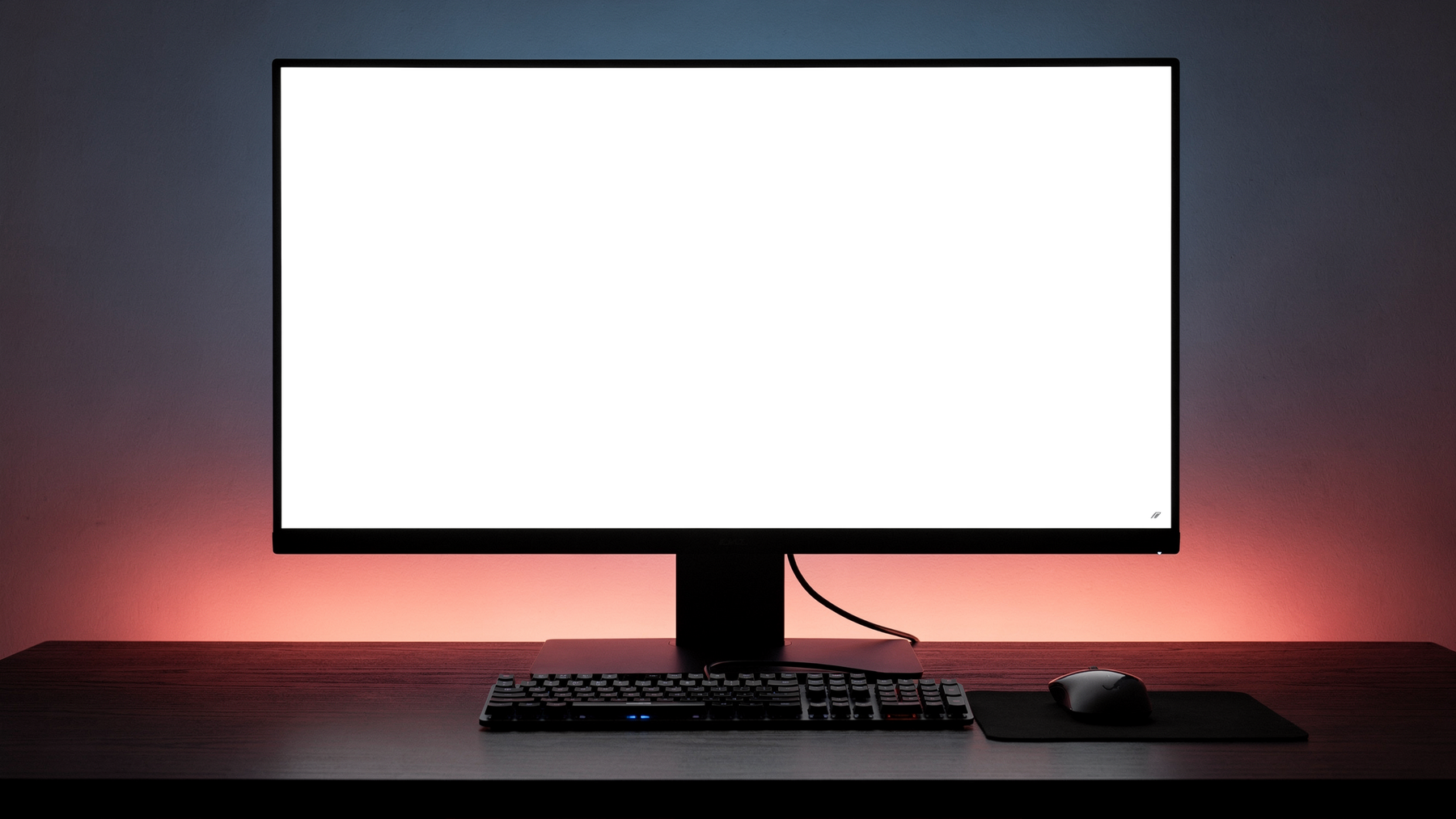 Desktop Mockup | No P Desk Dark Rgb | Transparent Screen PNG Download | Commercial Licence | bulkmockup