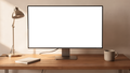 Desktop Mockup — No P Desk Wood Lamp — bulkmockup PNG Template | Transparent Display | Commercial Use | MockupBulk