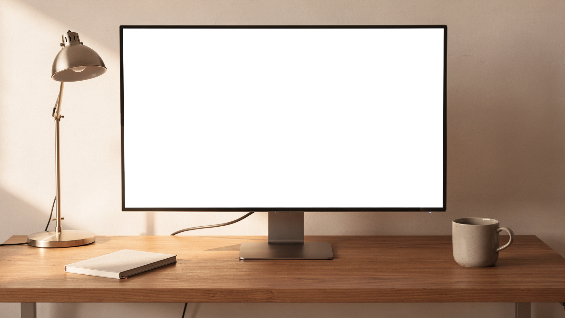 Desktop Mockup — No P Desk Wood Lamp — bulkmockup PNG Template | Transparent Display | Commercial Use | MockupBulk