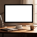 Desktop Mockup | No P Desk Wood Lamp | Instant PNG Download | Transparent Screen | Commercial Use | MockupBulk