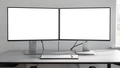 No P Dual Monitor Setup Desktop Mockup | Screen Mockup PNG | bulkmockup Download | For UI/UX Designers | MockupBulk