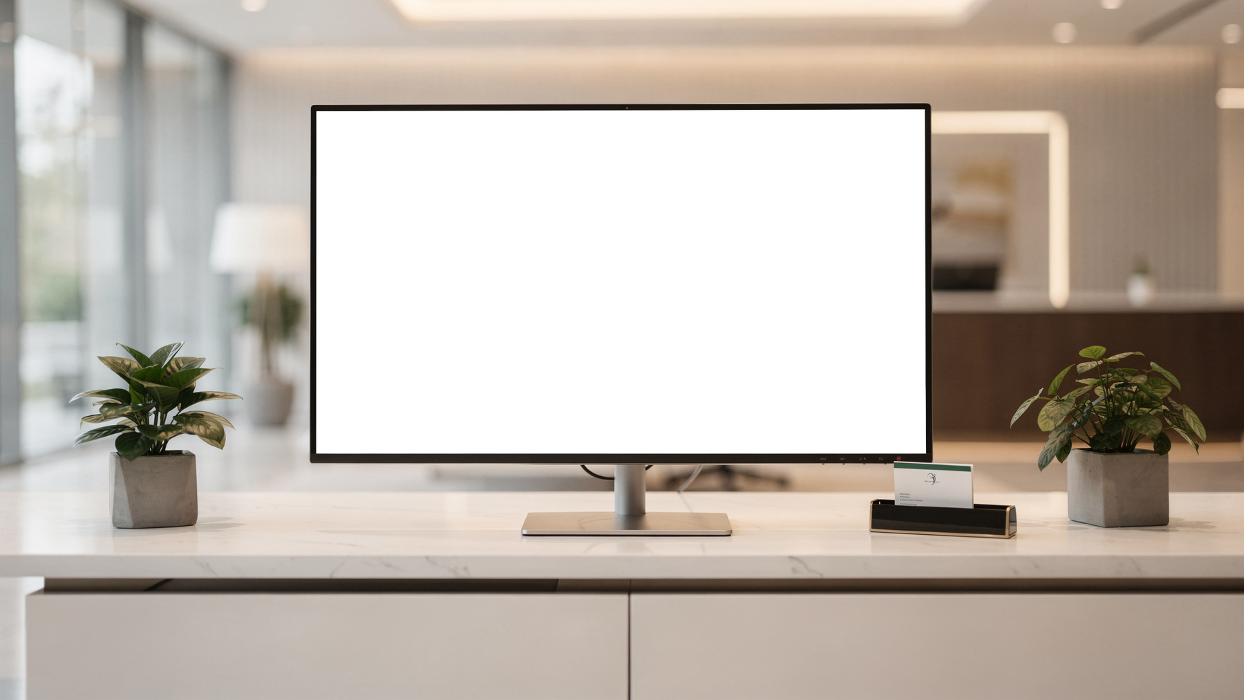 Desktop, No P Reception Lobby | Device Screen PNG | bulkmockup Template | For Portfolio & Showcase | MockupBulk