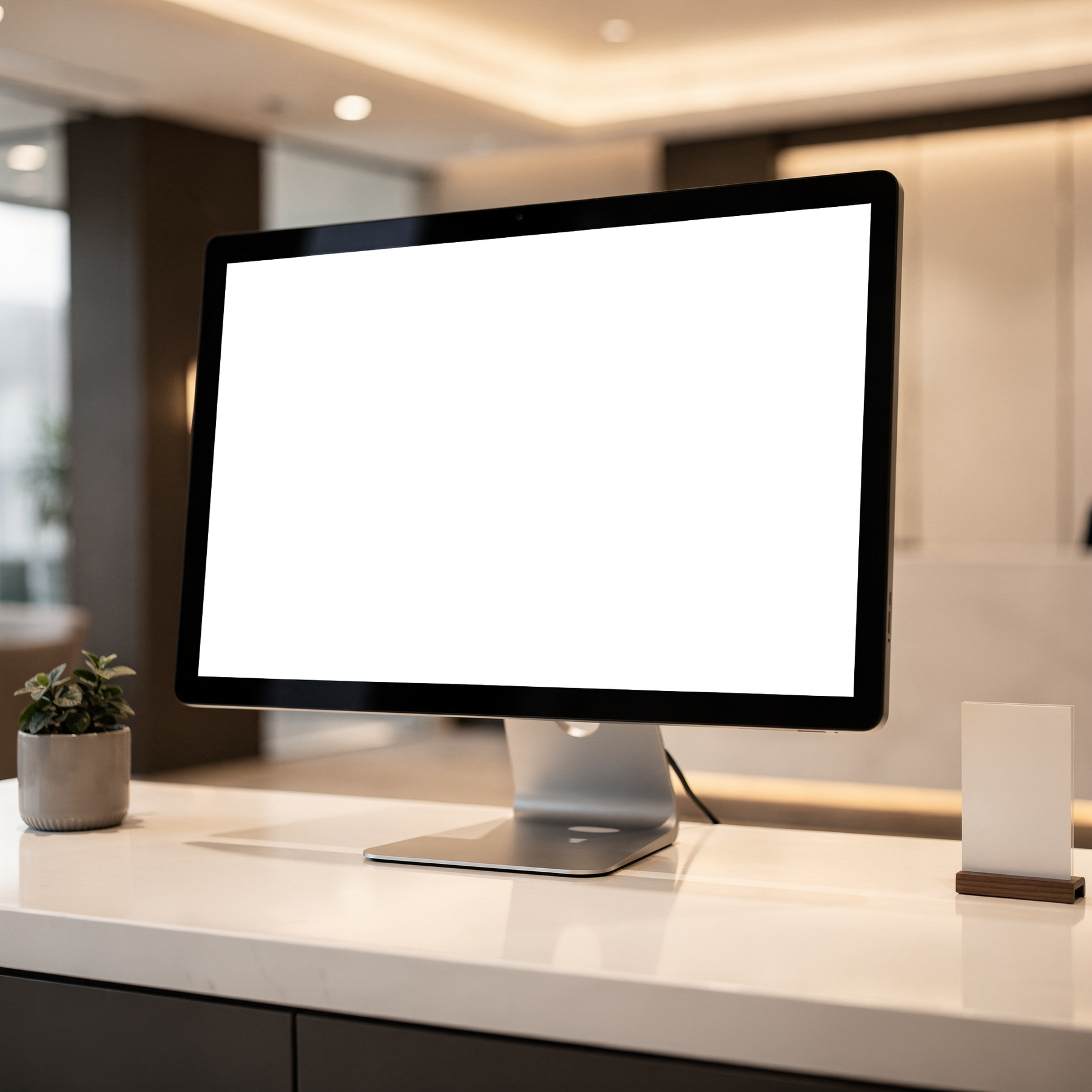 Desktop, No P Reception Lobby | Device Mockup PNG | bulkmockup | Commercial Licence Included | MockupBulk