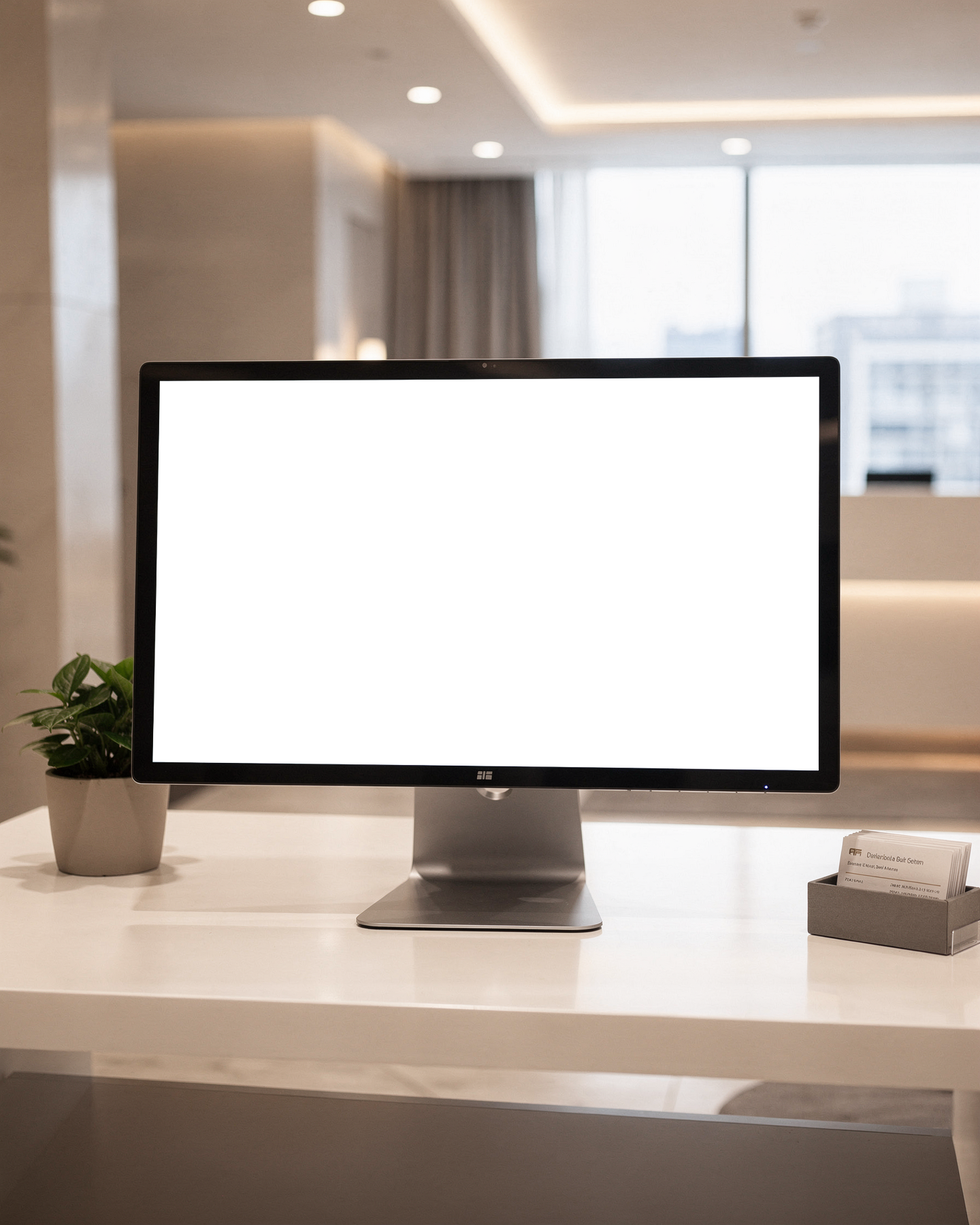 Desktop Mockup — No P Reception Lobby — Transparent Screen PNG Download | Commercial Licence | bulkmockup