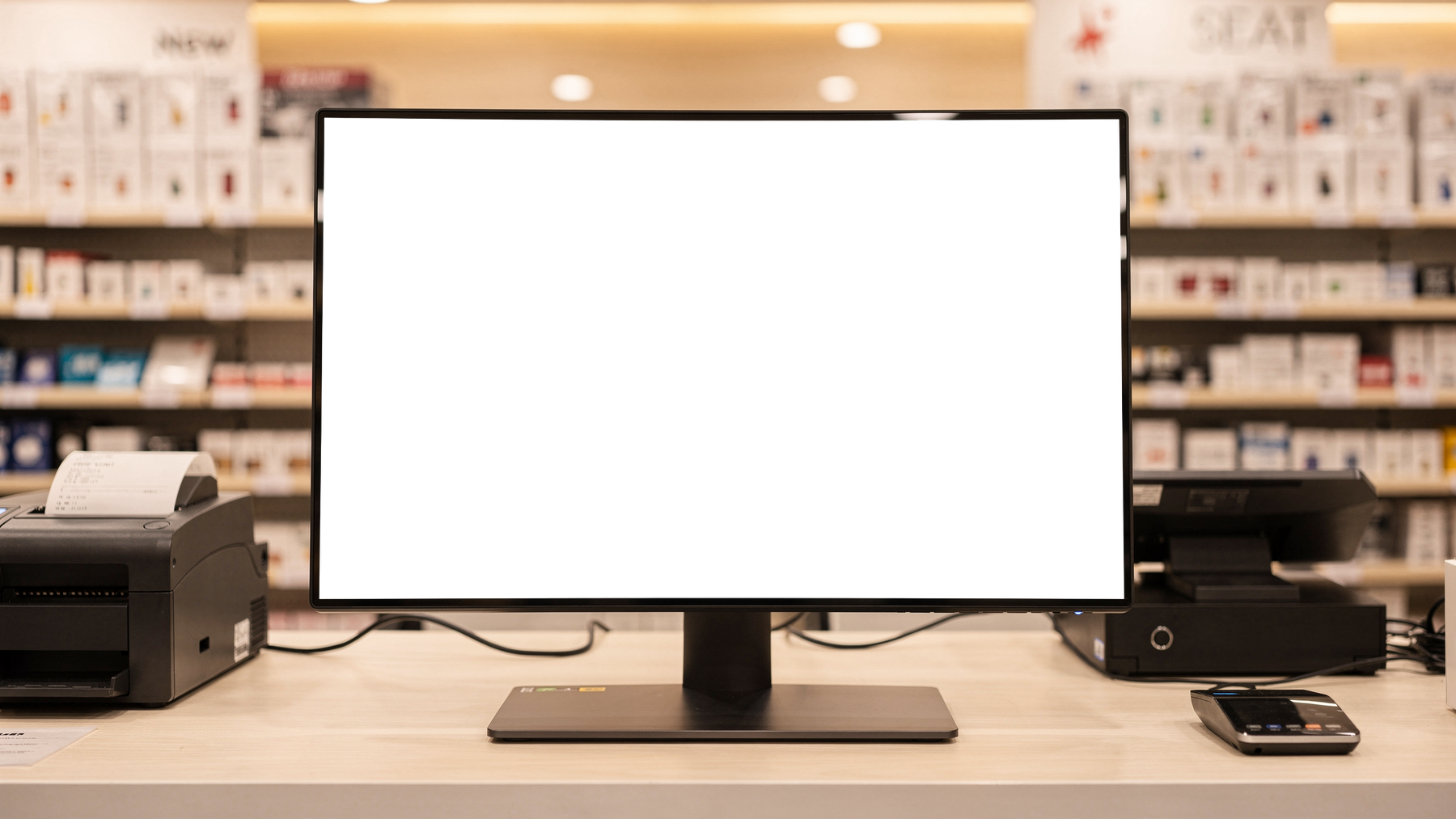 Desktop Mockup — No P Retail Counter — Device Screen PNG | bulkmockup Template | For Portfolio & Showcase | MockupBulk