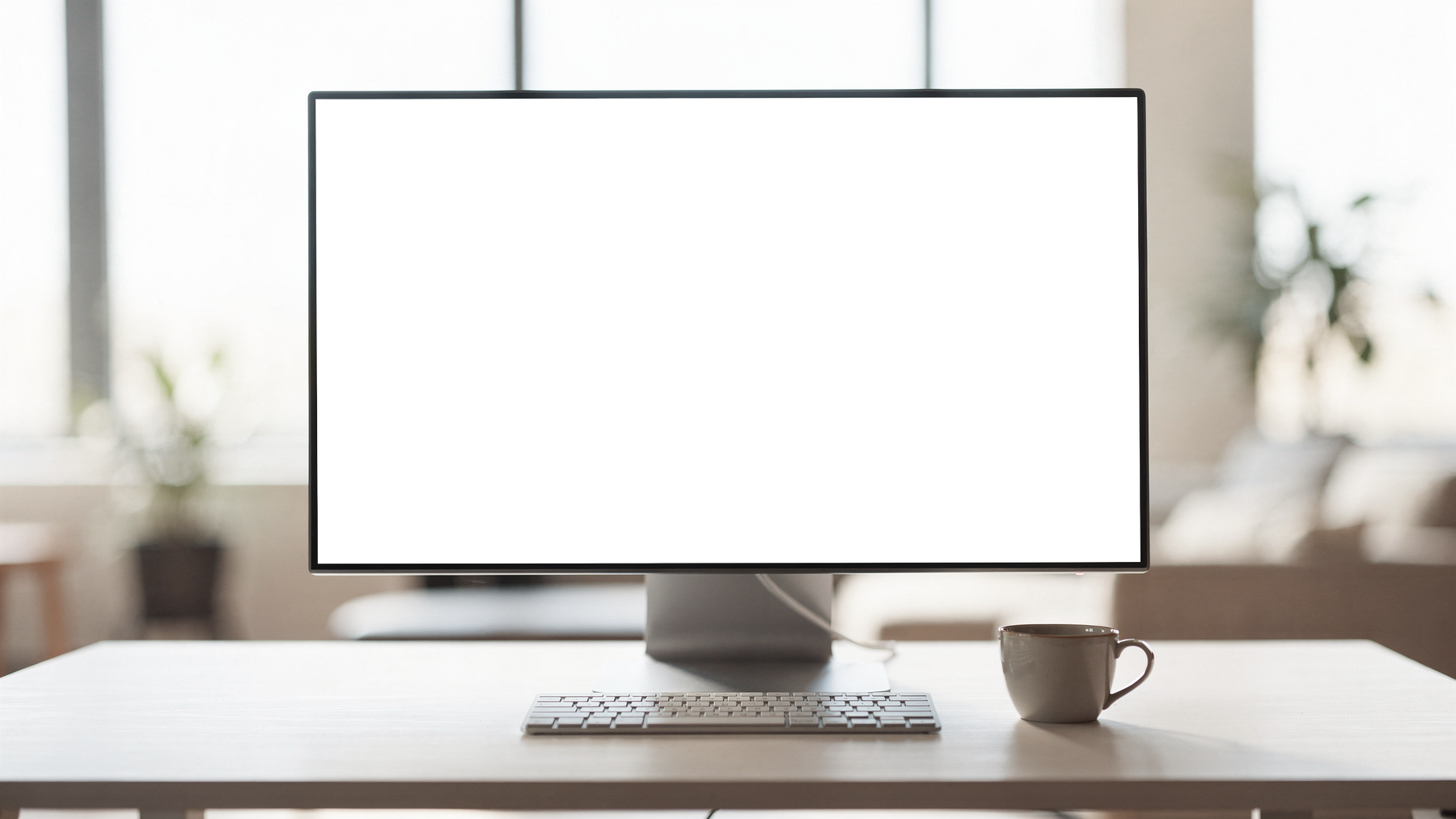 Desktop, No P Standing Desk Modern | Device Screen PNG | bulkmockup Template | For Portfolio & Showcase | MockupBulk