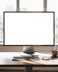 Desktop, No P Standing Desk Modern | High-Res PNG with Transparent Screen | Commercial Use | bulkmockup | MockupBulk