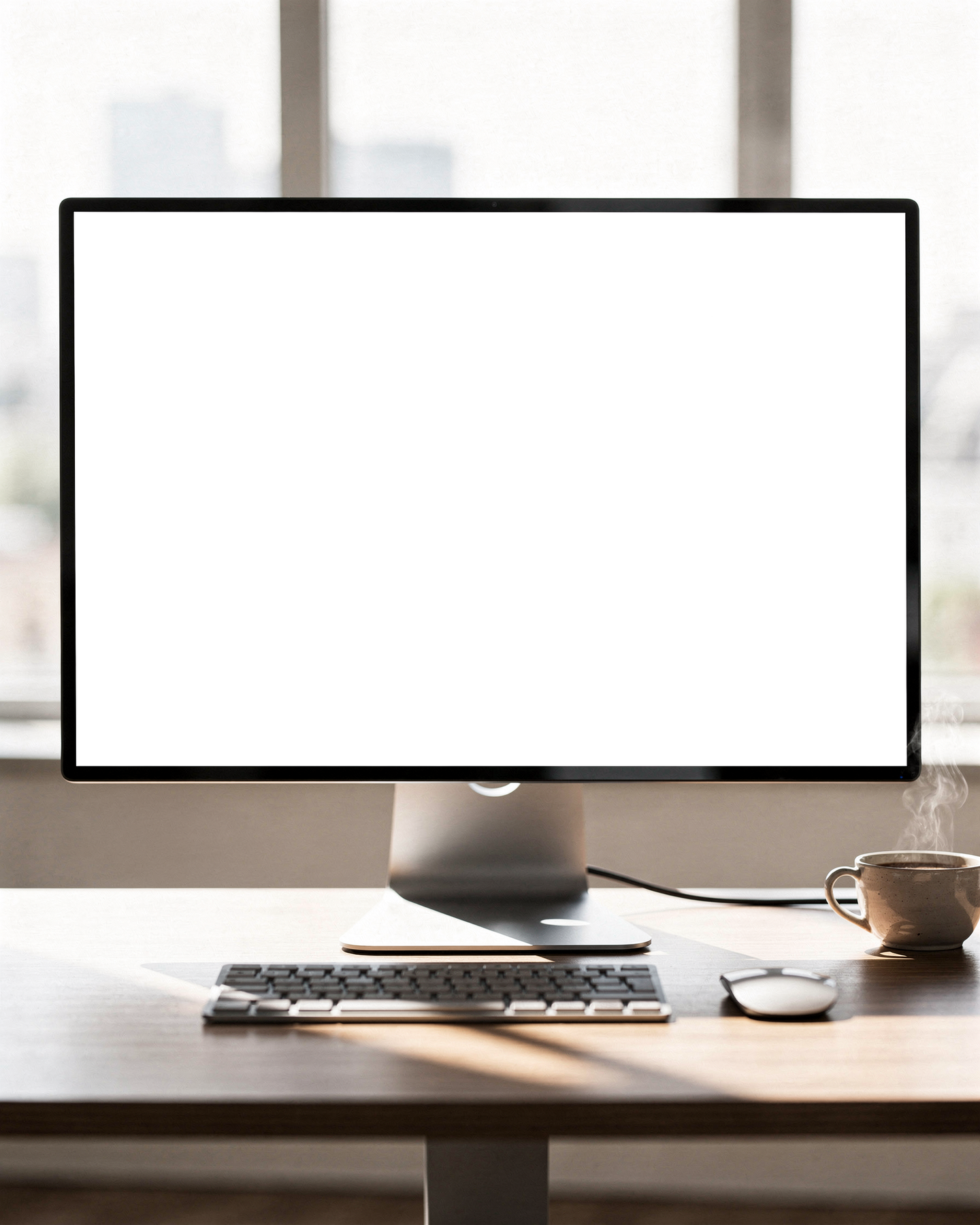 Desktop, No P Standing Desk Modern | High-Res PNG with Transparent Screen | Commercial Use | bulkmockup | MockupBulk