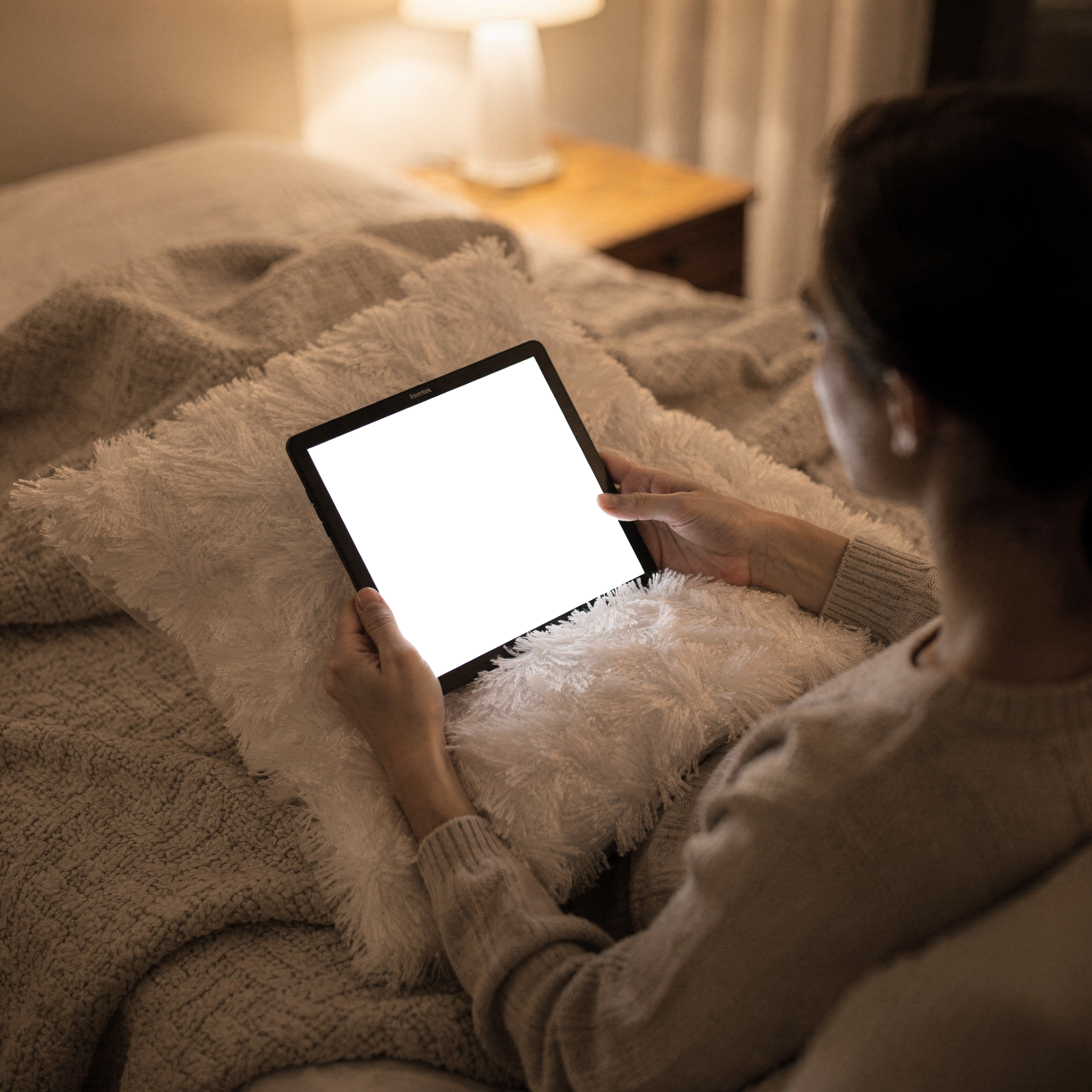 E-Reader Mockup — No P Bed Pillow — Device Screen PNG | bulkmockup Template | For Portfolio & Showcase | MockupBulk