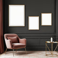 Art Deco Styled Room Mockup — Plain Square Frame Mixed Aspect — Perspective View — #04159 | MockupBulk