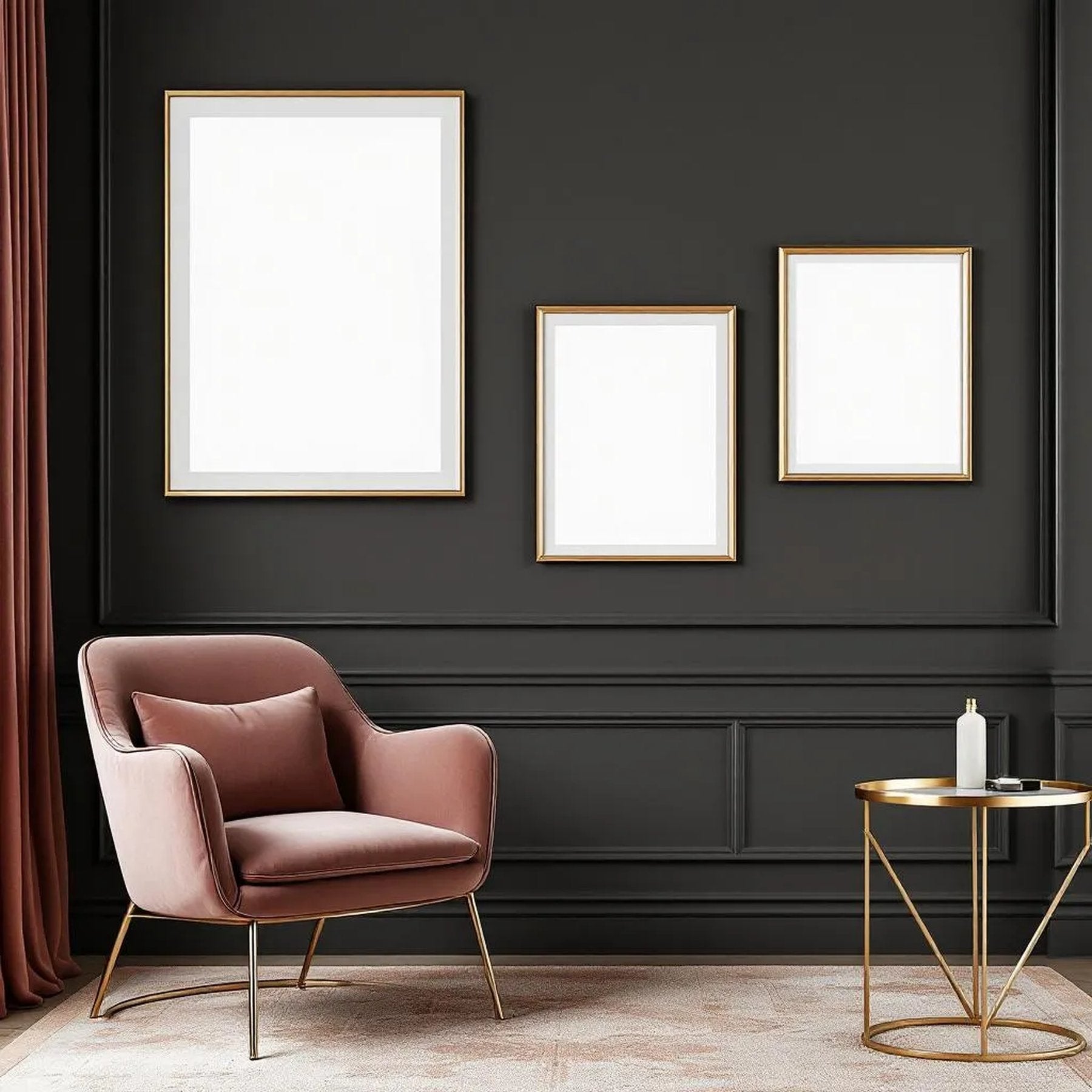 Art Deco Styled Room Mockup — Plain Square Frame Mixed Aspect — Perspective View — #04159 | MockupBulk