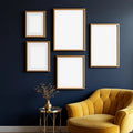 Art Deco Styled Room Mockup — Plain Square Frame Mixed Aspect — Perspective View — #04160 | MockupBulk